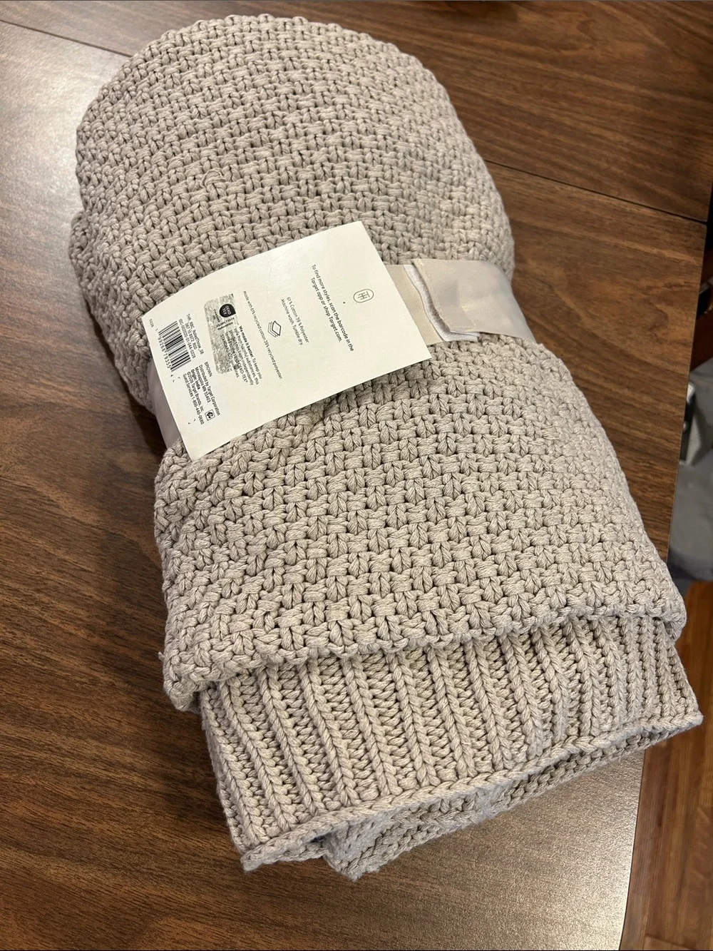 Threshold Chunky Knit Throw Blanket - Light Taupe